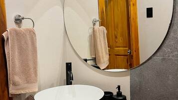 シャワー、ヘアドライヤー、タオル、トイレットペーパー