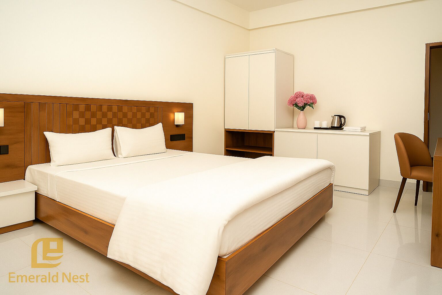 高級寢具、筆電工作空間、免費無線上網、床單