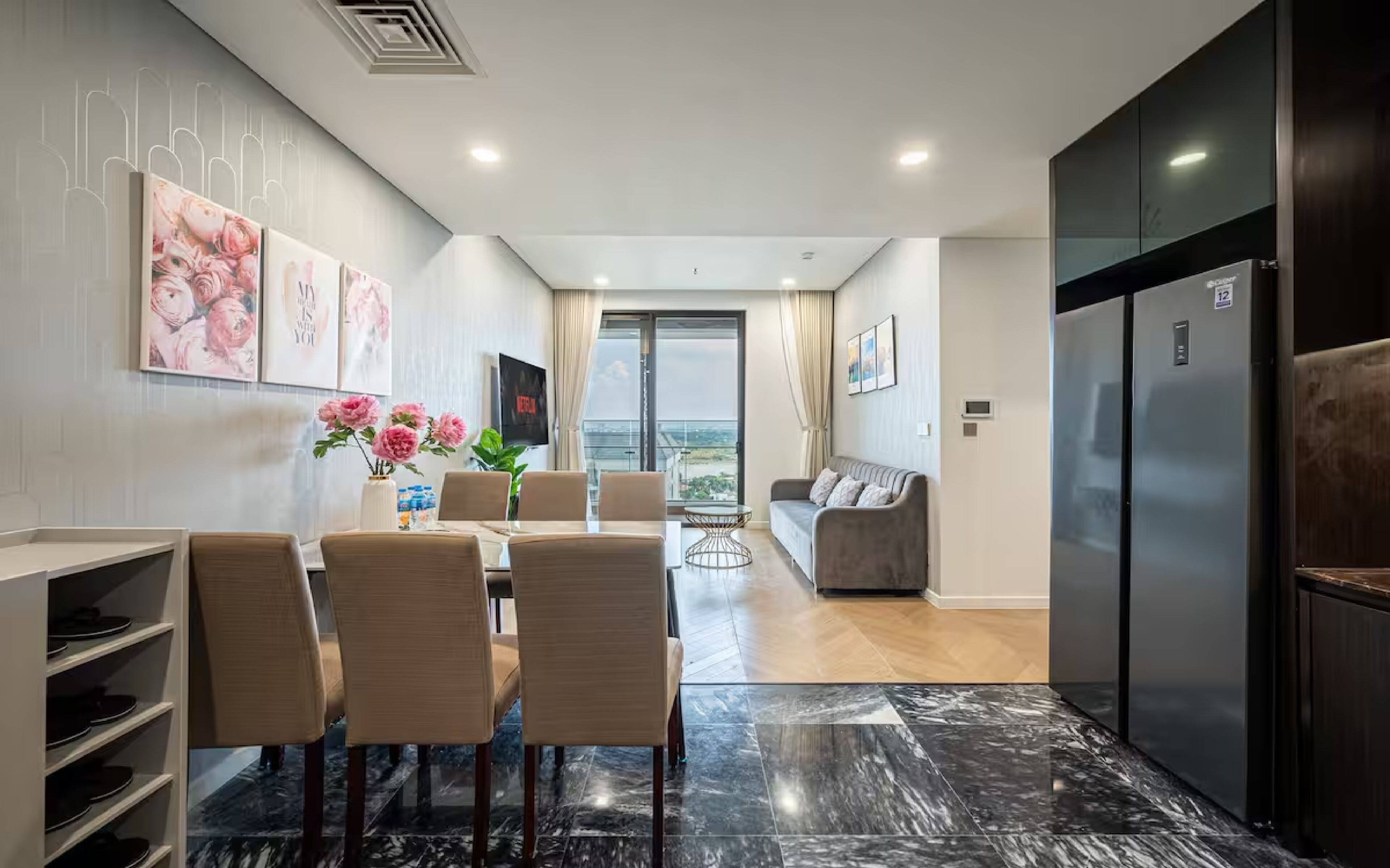 Family Suite, 3 Bedrooms, Club Lounge Access, City View | Living area | 65-inch Smart TV with cable channels, Netflix, pay movies