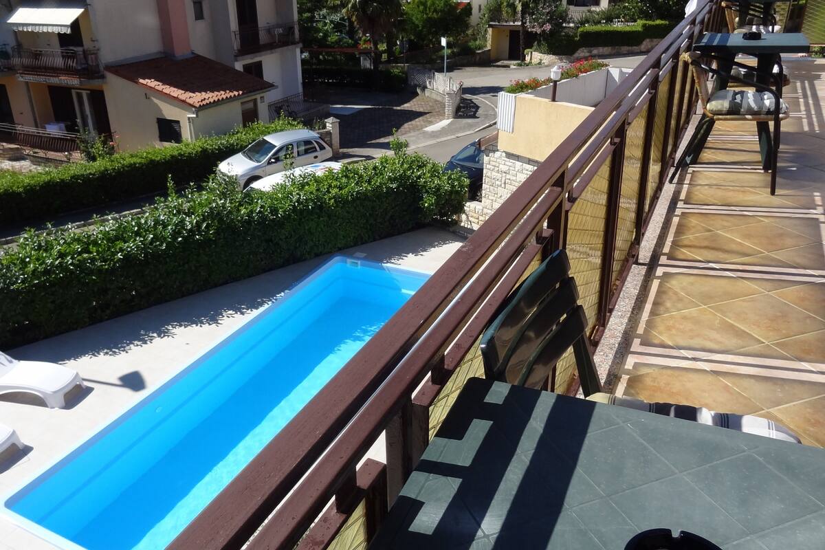 Family Apartment, 4 Bedrooms, Pool View | Terrace/patio