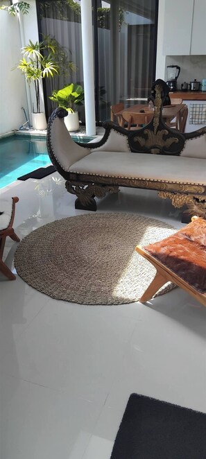 Villa, 1 Bedroom, Accessible, Smoking | Living room - Serene Bali Villa With Private Pool and Antiqued Charm (Denpasar)
