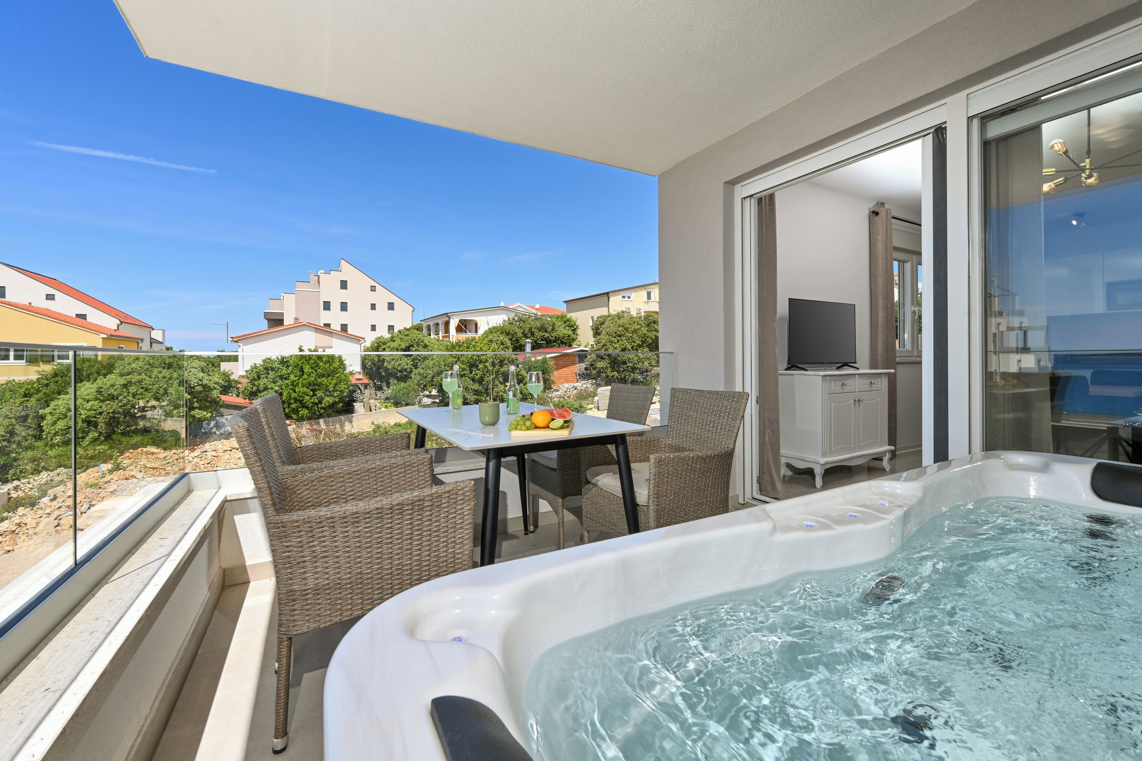 Deluxe Apartment, Balcony, Partial Sea View | Terrace/patio