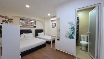 Down duvets, individually decorated, individually furnished, desk