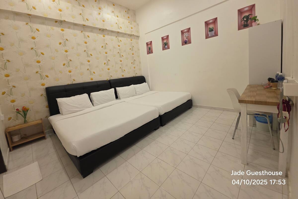 Individually decorated, desk, laptop workspace, iron/ironing board