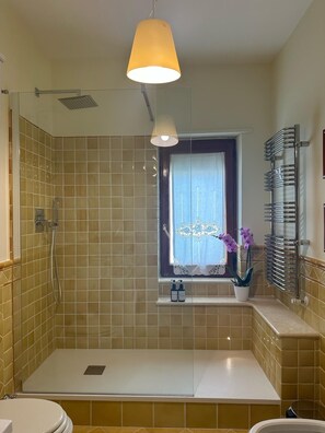 Dusche, Haartrockner, Bidet, Handtücher