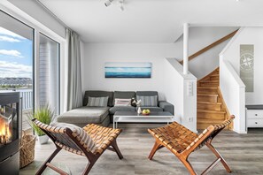 Télévision, cheminée, livres