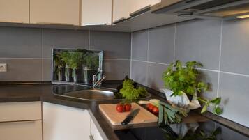 Kühlschrank, Mikrowelle, Ofen, Herdplatte