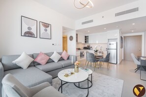 Luxury Apartment, Balcony, City View | Living area - Downtown Near BurjKhalifa Dubai Mall (Dubai)