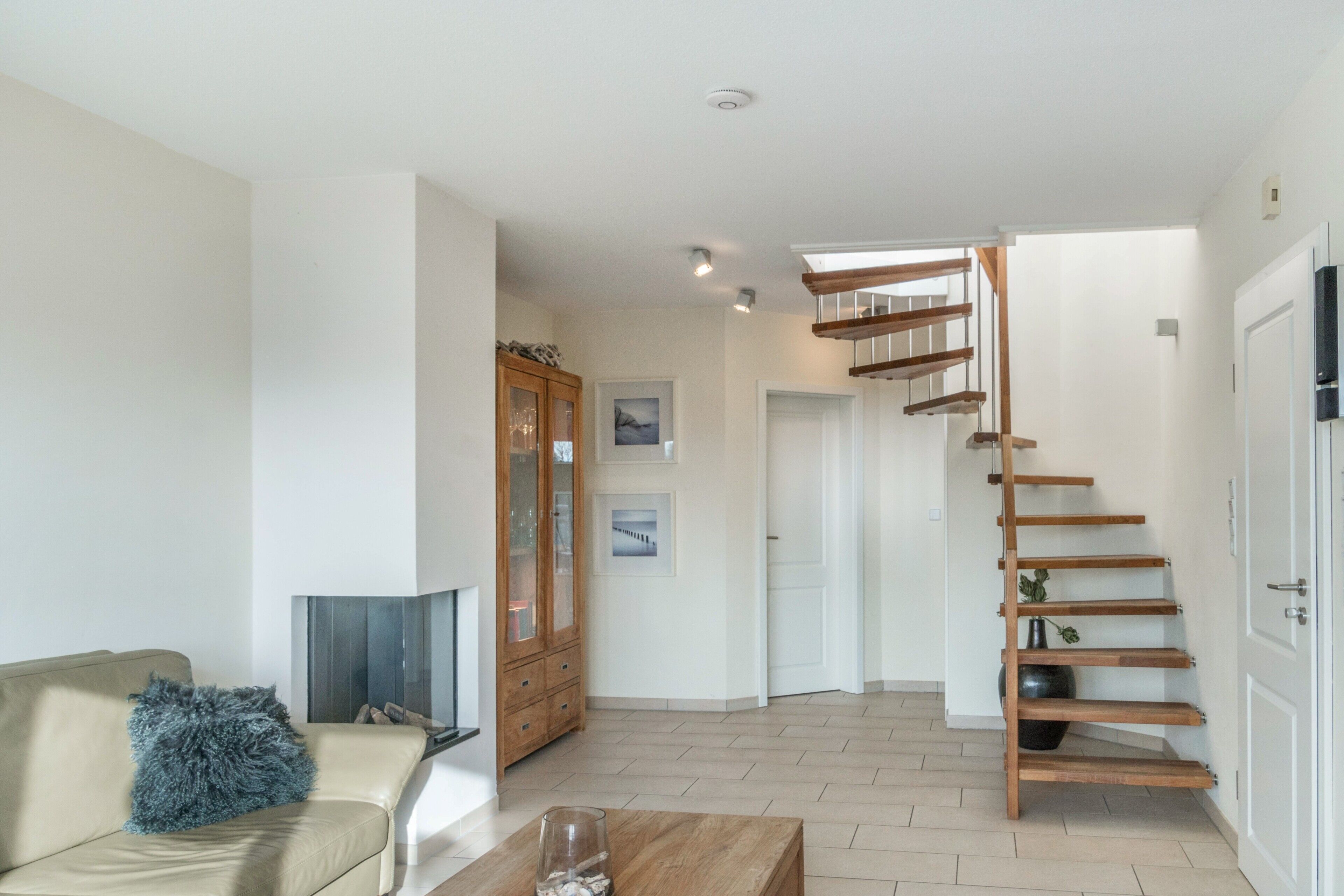 Televisión, chimenea y reproductor de DVD 