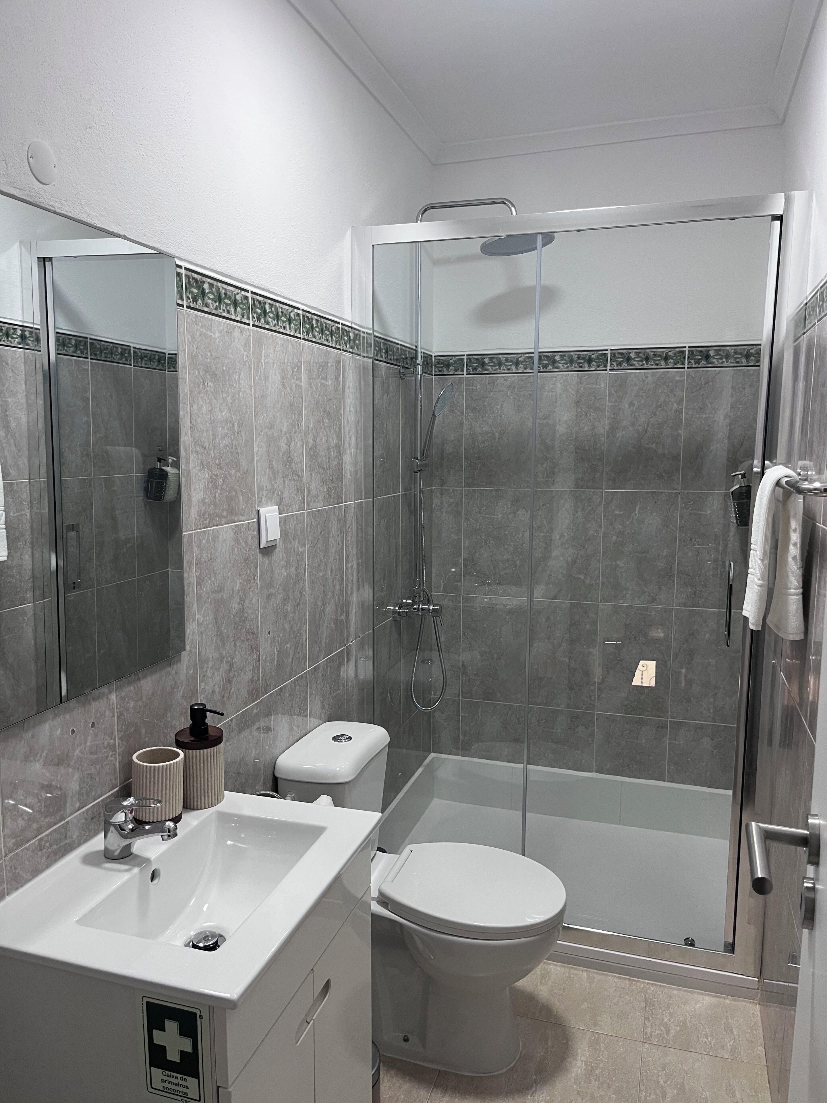 Secador de pelo, toallas, jabón, papel higiénico