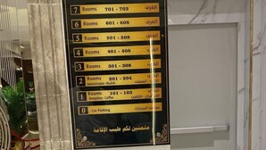 A hotel directory with room numbers and corresponding room types, including a reception area and car parking. - Gardenia Park Al Rawabi Serviced Apartments Economy (Jeddah)