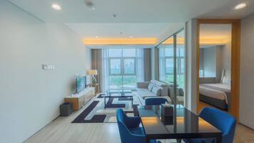 Individually decorated, individually furnished, desk, laptop workspace