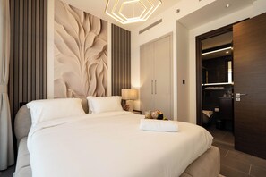 Departamento Deluxe, vista a la ciudad | Ropa de cama de alta calidad y camas con efecto memoria