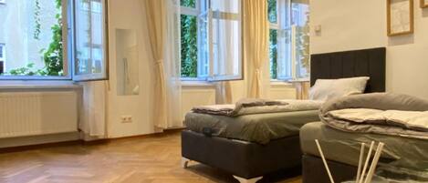 2 bedrooms, bed sheets