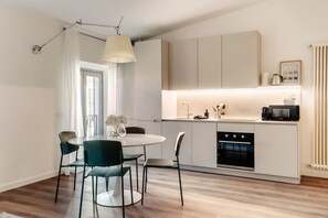 Fridge, microwave, dishwasher, toaster