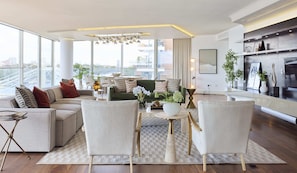 Apartment | Living area | 27-inch Smart TV with cable channels - Battersea Riverside Luxury Apartment (London)