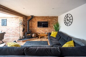 TV, fireplace