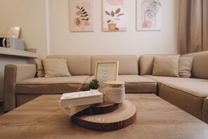 Deluxe appartement, 2 slaapkamers, uitzicht op stad | Woonruimte