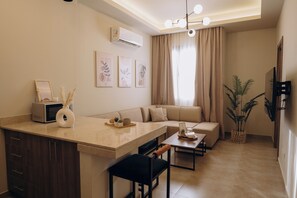 Luxe appartement, 1 slaapkamer | Woonruimte