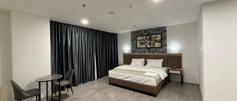 Desk, free WiFi, bed sheets