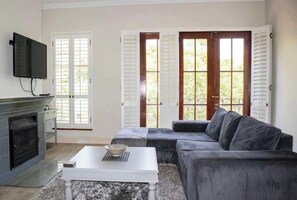 Télévision, cheminée, espaces bureaux