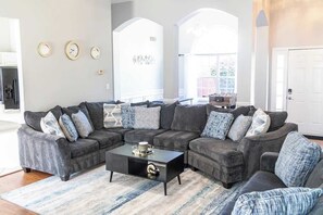 TV, fireplace, offices - Spacious Vaulted 4BR Near Mall of GA + Sleeps 12 (Lawrenceville)