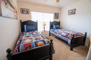 4 bedrooms, iron/ironing board, travel cot, WiFi