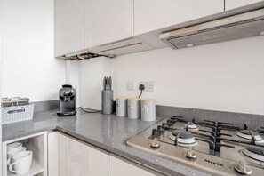 Fridge, microwave, oven, dishwasher