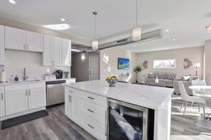 Fridge, stovetop, cookware/dishes/utensils