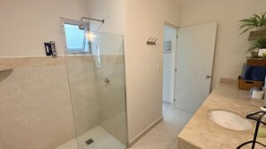 Shower, hair dryer, towels, soap - Cozy 1-bedroom apartment in delightful Progreso with AC (Progreso)