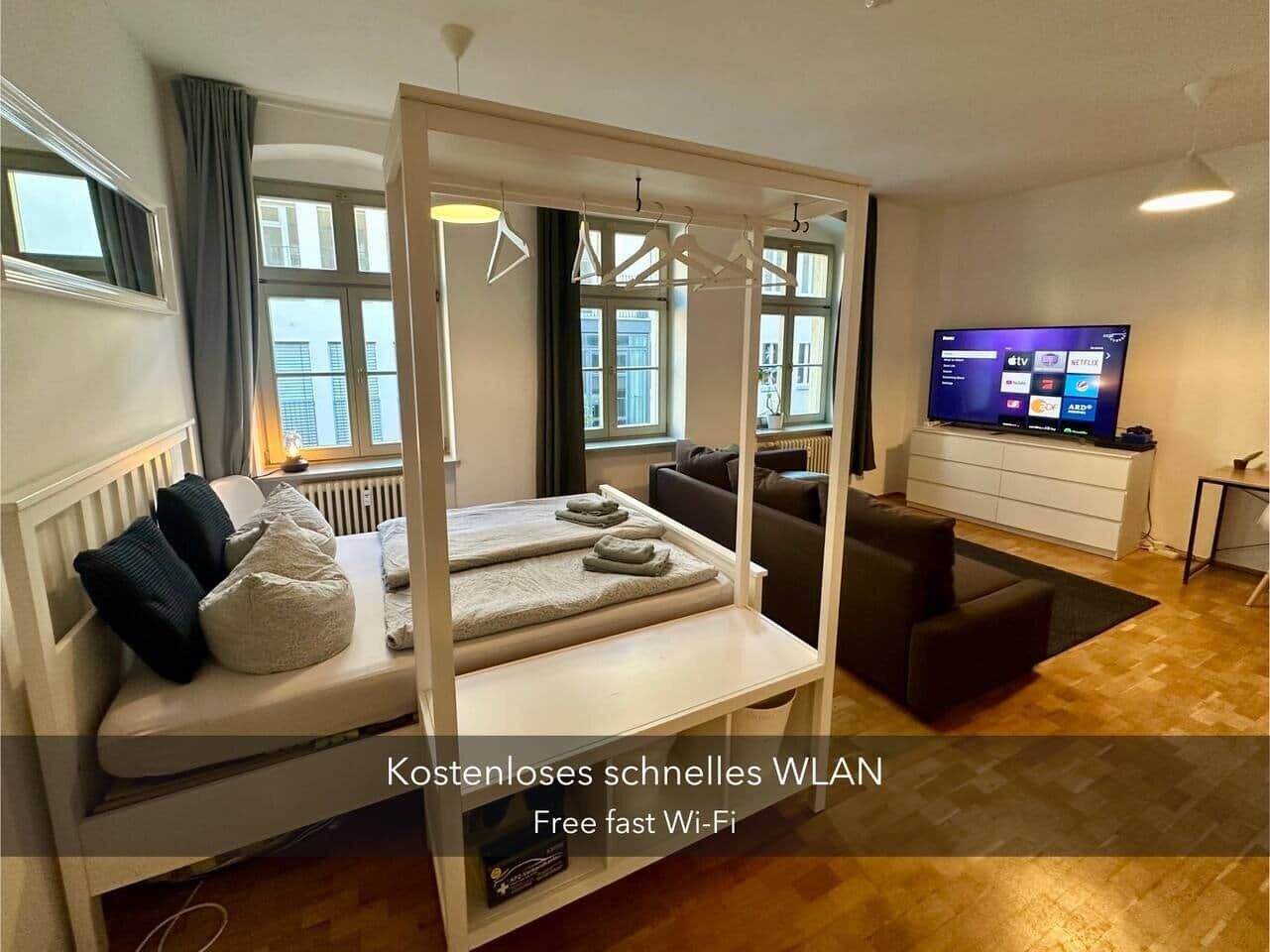 Schreibtisch, kostenloses WLAN, Bettwäsche