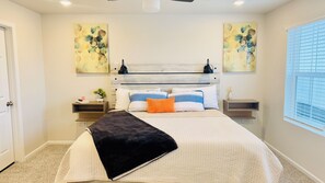 3 bedrooms, desk, iron/ironing board, travel cot