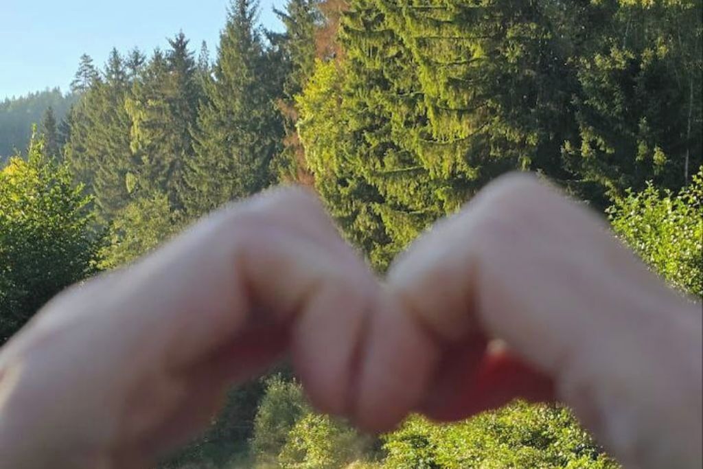Zwei Hände formen ein Herz.
