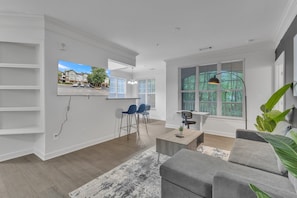 Apartment | Living area - Upscale 2BR Suite Mins Downtown Raleigh (Cary)