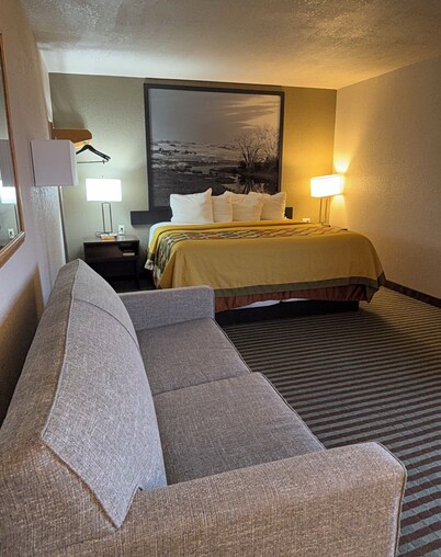 Right off the Interstate, American style Restaurant/Bar Next door & Great Rates!