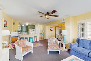 TV - Oceanview condo with 4 pools & 2 hot tubs - steps to the beach (Indian Beach)