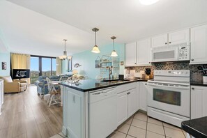 Fridge, microwave, oven, stovetop - Oceanfront, First-Floor Condo with Balcony, Ocean View & Shared Pools/Tennis (Atlantic Beach)