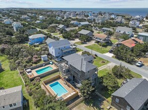 Exterior - Dog-friendly home with private saltwater pool, hot tub, game room, & fireplace (Salvo)