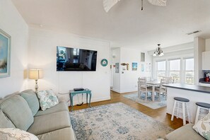 TV, DVD player, stereo - Fun-filled vacation home steps from beach with outdoor pool, AC, W/D, & balcony (Avon)