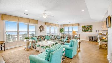 TV, fireplace, foosball, table tennis