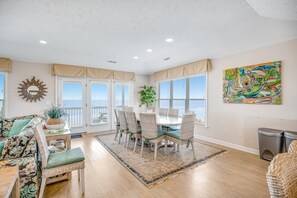 Dining - Oceanfront home with direct beach access - game room, private interior elevator (Surf City)