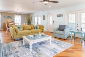 Smart TV, table football, books - Spacious Beach Retreat | Saltwater Pool, Balconies & Game Room (Carolina Beach)