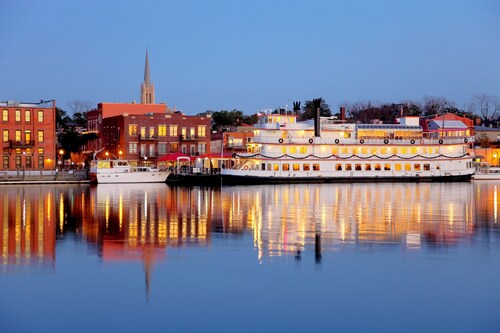 Dog-friendly downtown condo with riverfront balcony - walk to shops & eateries