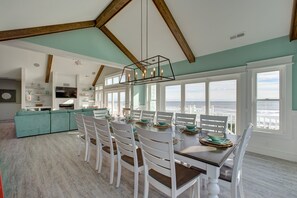 Dining - Lovely beachfront home with hot tub, pool, game room, & central AC (Avon)