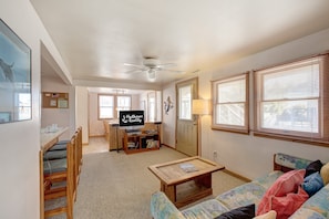 TV, DVD player, stereo