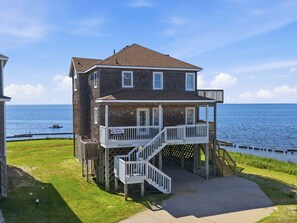 Exterior - Waterfront home with stunning Sound view, private hot tub, pool - 2 dogs OK (Avon)