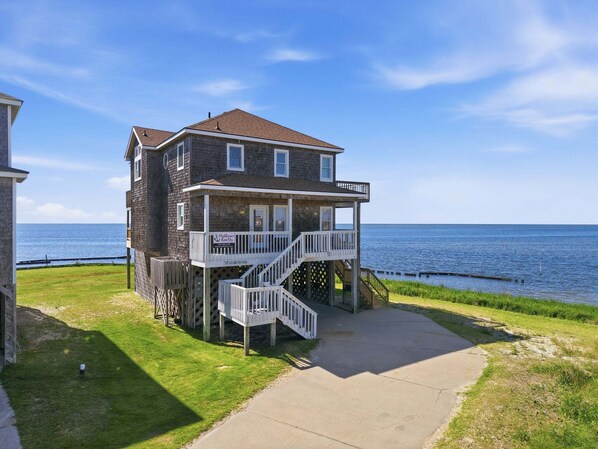 Exterior - Waterfront home with stunning Sound view, private hot tub, pool - 2 dogs OK (Avon)