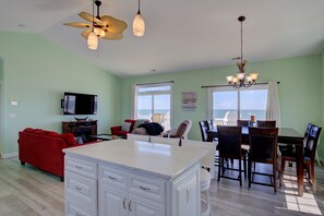 Dining - Beachfront home with beach access, elevator, ocean views, outdoor shower, W/D (North Topsail Beach)