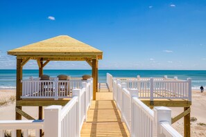 Property grounds - Beachfront home with beach access, elevator, ocean views, outdoor shower, W/D (North Topsail Beach)