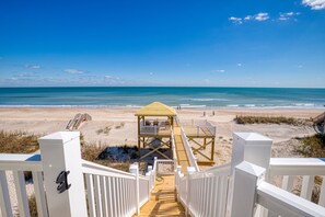 Property grounds - Beachfront home with beach access, elevator, ocean views, outdoor shower, W/D (North Topsail Beach)